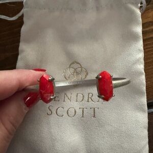 EUC Kendra Scott Silver Bracelet with Red Stones